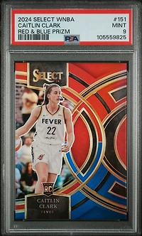 2024 Panini Select Wnba 151 Caitlin Clark Red & Blue Prizm PSA 9