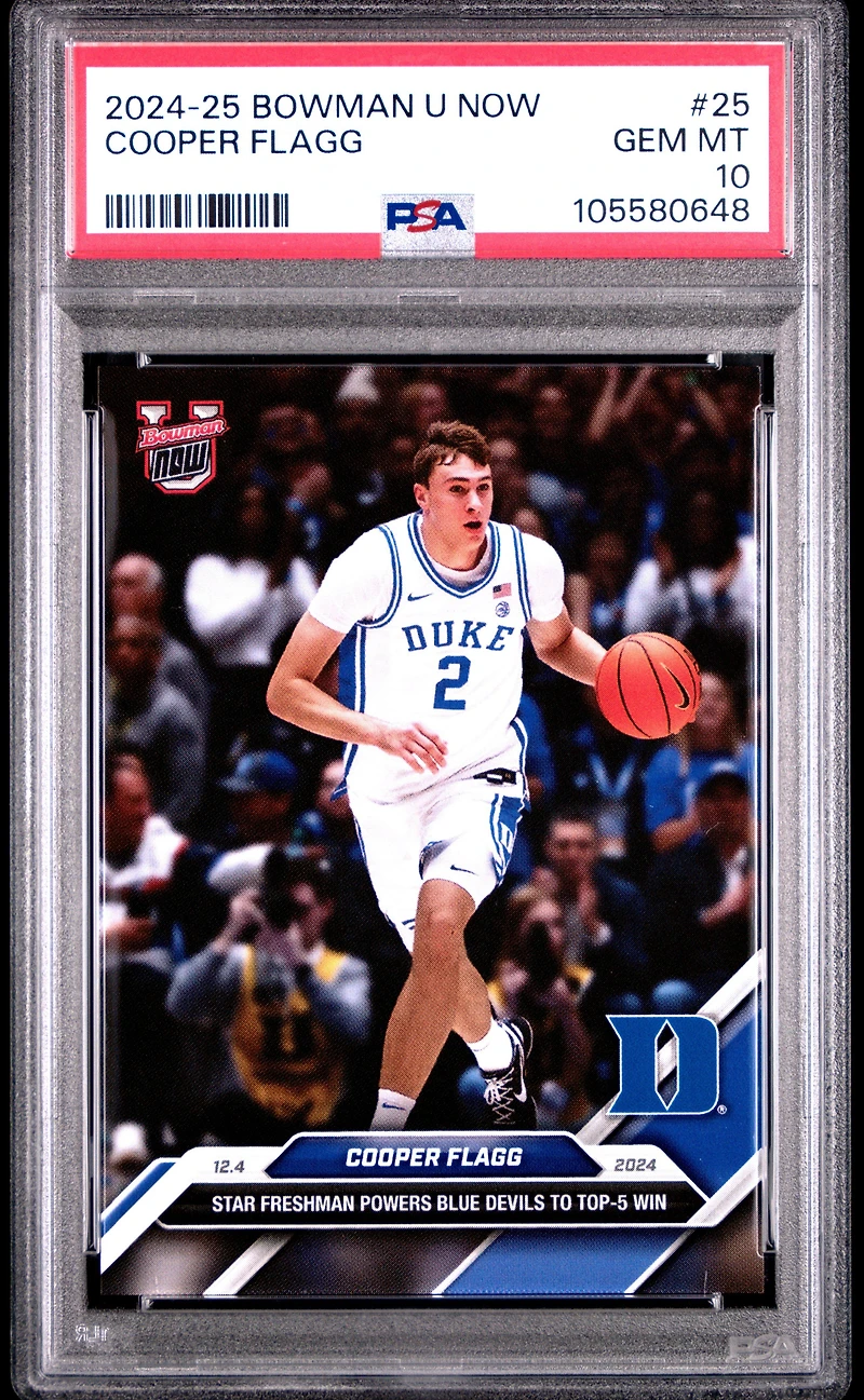 2024-25 Bowman U Now 25 Cooper Flagg PSA 10