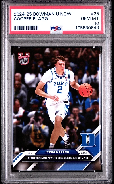 2024-25 Bowman U Now 25 Cooper Flagg PSA 10