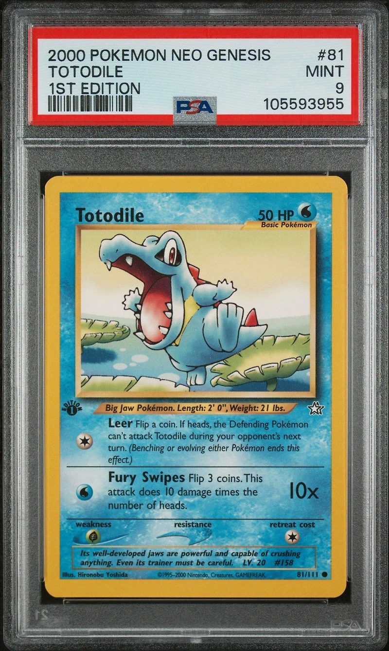 2000 Pokemon Neo Genesis 1st Edition Totodile PSA