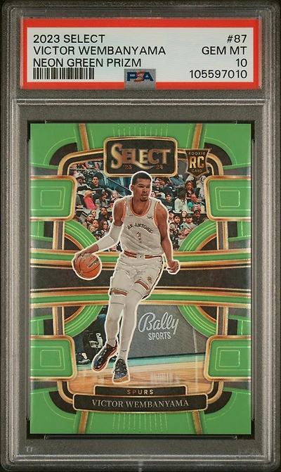 2023 Panini Select 87 Victor Wembanyama Neon Green Prizm PSA 10