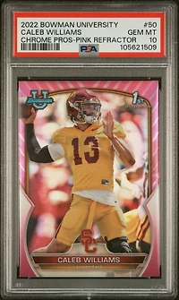 2022 Bowman University Chrome Prospects 50 Caleb Williams Refractor PSA 10