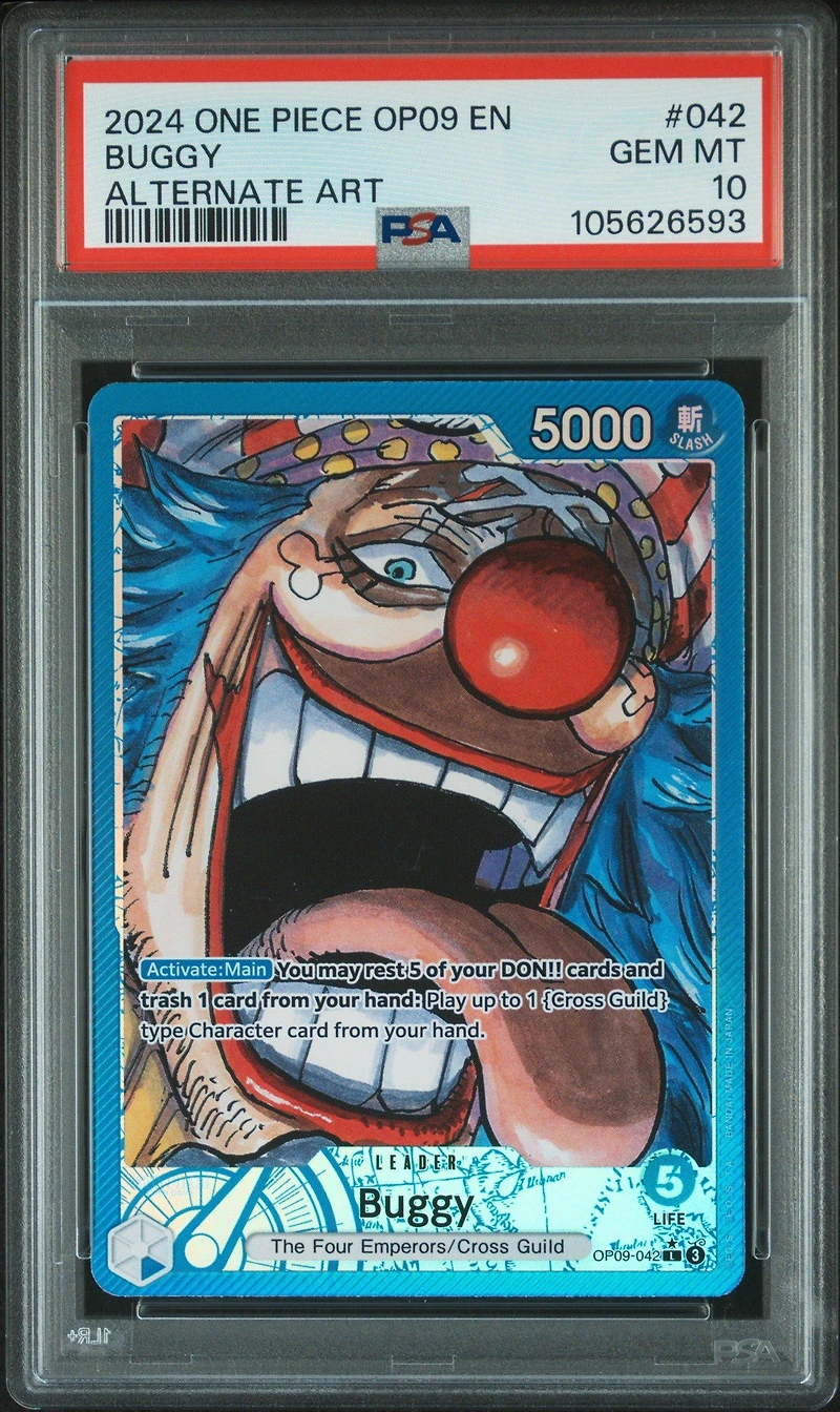 2024 One Piece Op09-emperors In The New World 042 Buggy Alternate Art PSA 10