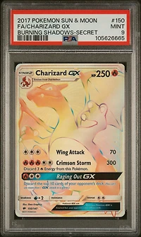2017 Pokemon Sun & Moon Burning Shadows 150 Full Art/charizard Gx Secret PSA 9