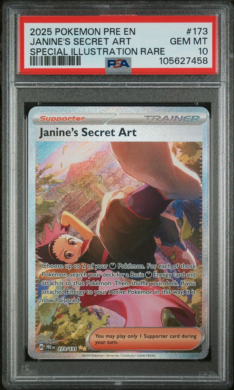 2025 Pokemon Pre En-prismatic Evolutions 173 Janine's Secret Art Special Illustration Rare PSA
