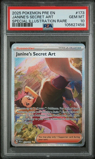 2025 Pokemon Pre En-prismatic Evolutions 173 Janine's Secret Art Special Illustration Rare PSA