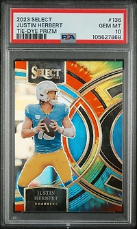 2023 Panini Select 136 Justin Herbert Tie-dye Prizm PSA 10
