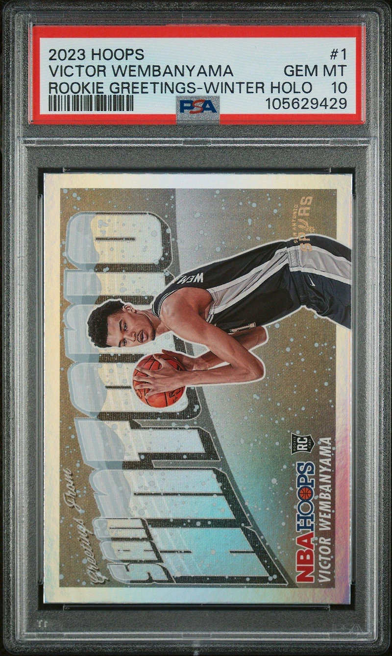 2023 Panini Nba Hoops Rookie Greetings 1 Victor Wembanyama Winter Holo PSA 10