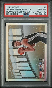 2023 Panini Nba Hoops Rookie Greetings 1 Victor Wembanyama Winter Holo PSA 10