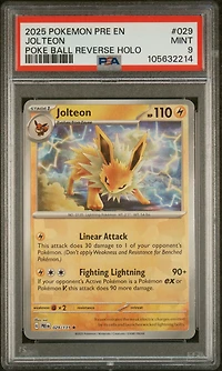 2025 Pokemon Pre En-prismatic Evolutions 029 Jolteon Poke Ball Reverse Holo PSA
