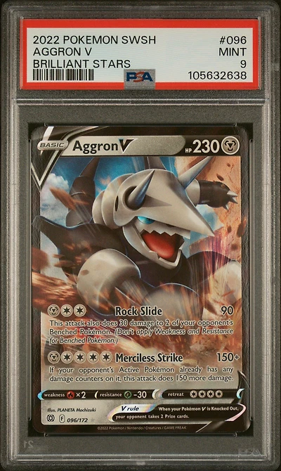 2022 Pokemon Sword & Shield Brilliant Stars 096 Aggron V PSA