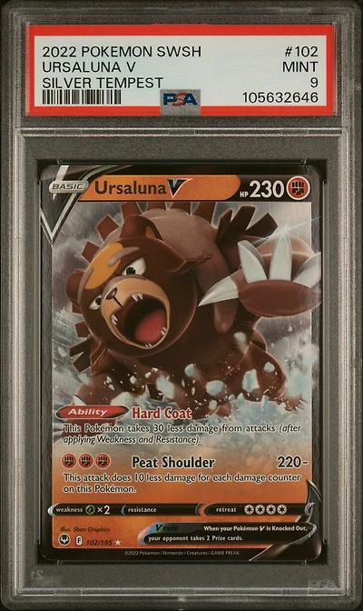 2022 Pokemon Sword & Shield Silver Tempest 102 Ursaluna V PSA