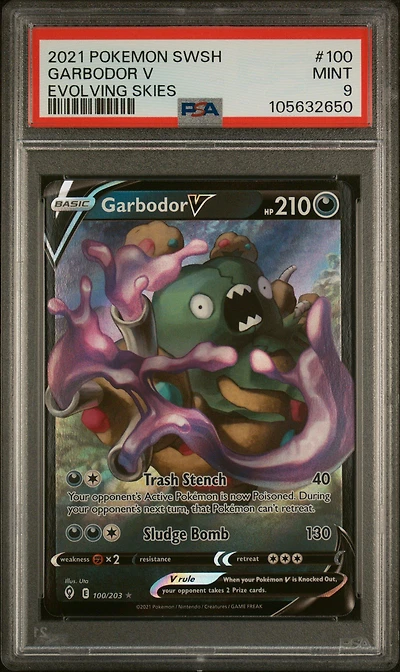2021 Pokemon Sword & Shield Evolving Skies 100 Garbodor V PSA 9