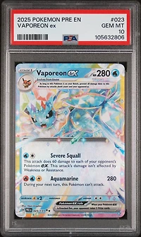 2025 Pokemon Pre En-prismatic Evolutions 023 Vaporeon Ex PSA
