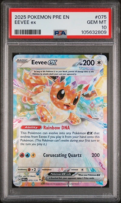2025 Pokemon Pre En-prismatic Evolutions 075 Eevee Ex PSA