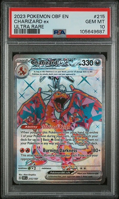 2023 Pokemon Obf En-obsidian Flames 215 Charizard Ex Ultra Rare PSA 10