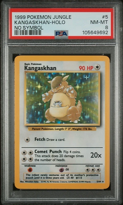 1999 Pokemon Jungle 5 Kangaskhan-holo No Symbol PSA 8