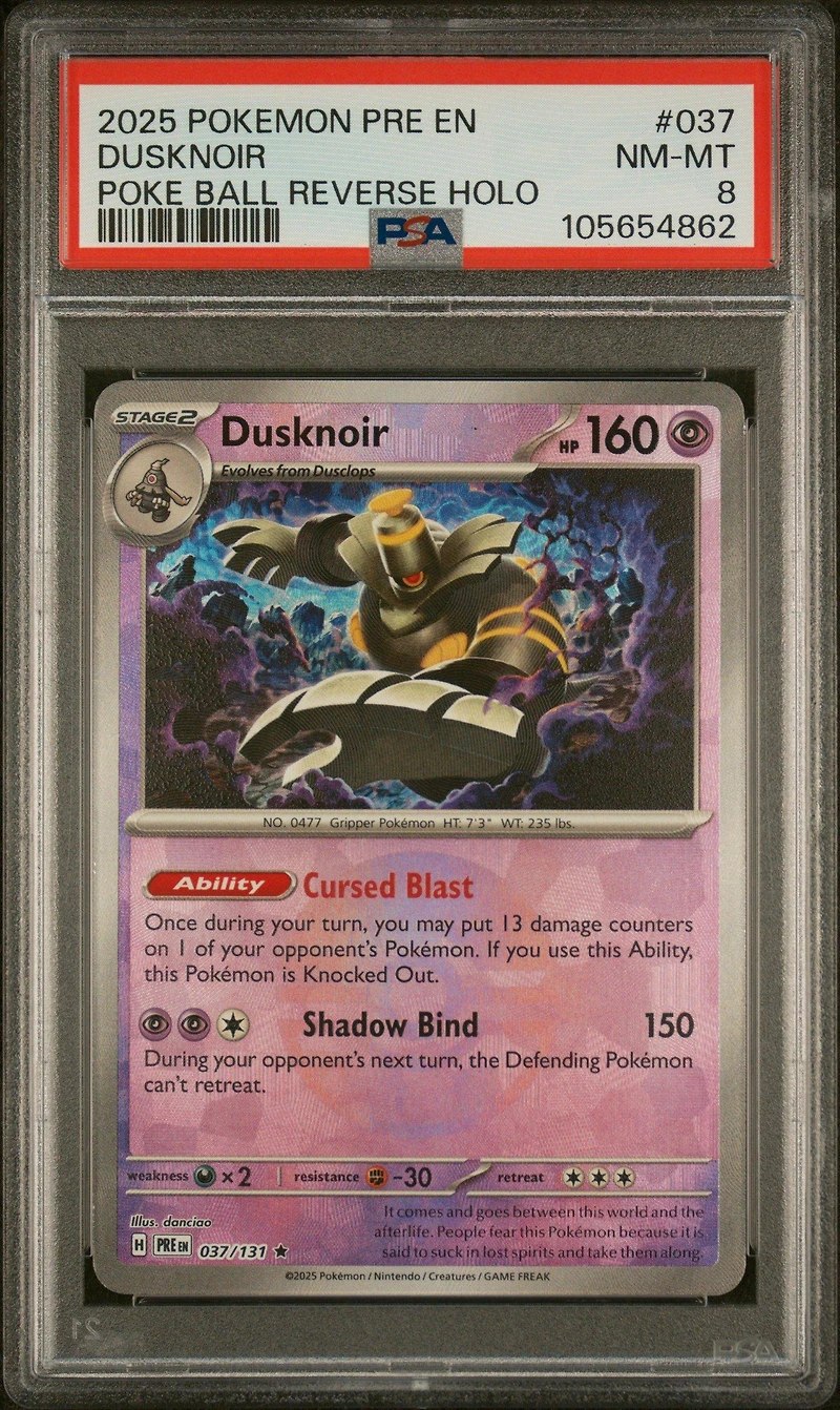 2025 Pokemon Pre En-prismatic Evolutions 037 Dusknoir Poke Ball Reverse Holo PSA