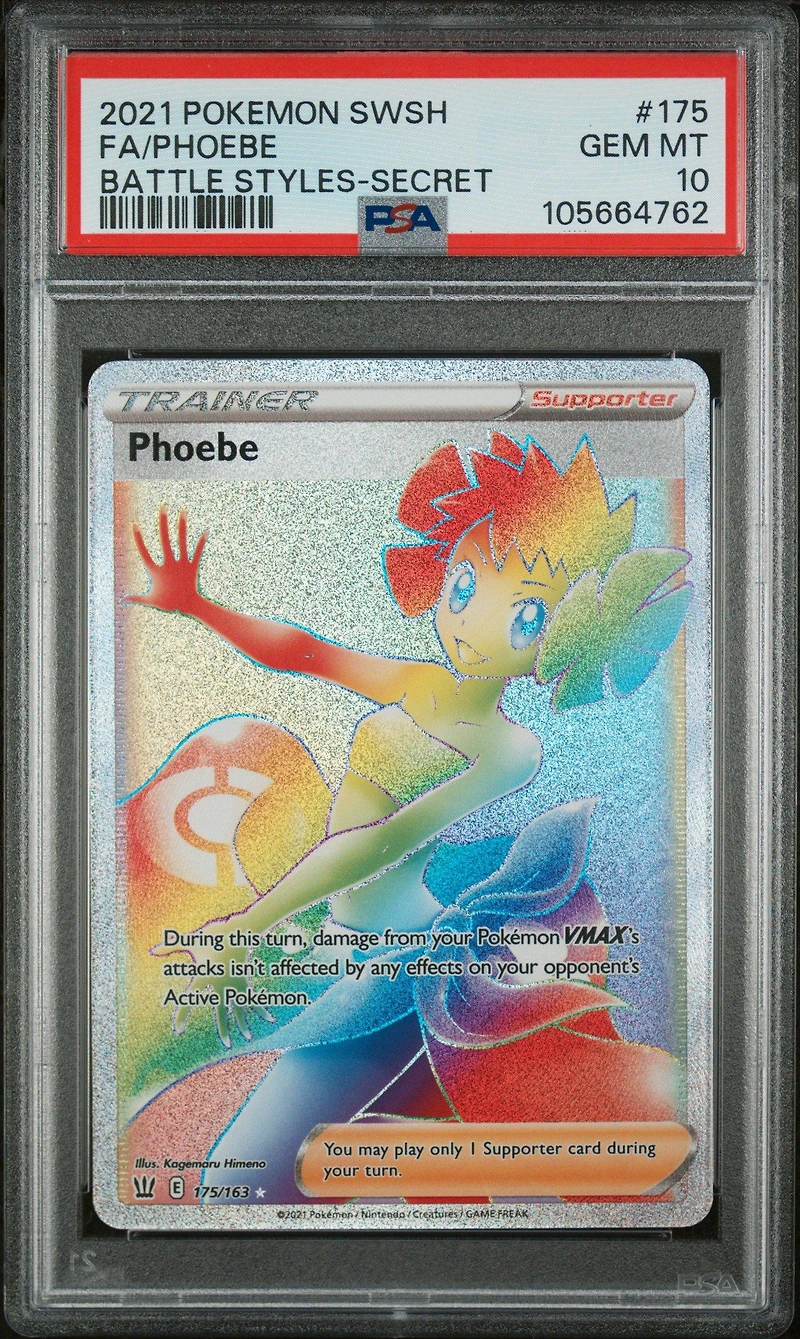 2021 Pokemon Sword & Shield Battle Styles 175 Full Art/phoebe Secret PSA