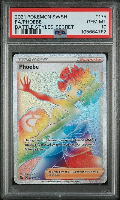 2021 Pokemon Sword & Shield Battle Styles 175 Full Art/phoebe Secret PSA
