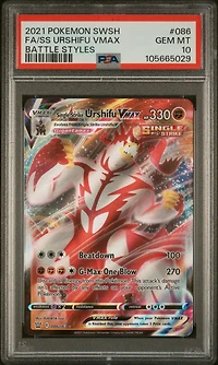 2021 Pokemon Sword & Shield Battle Styles 086 Full Art/single Strike Urshifu Vmax PSA 10