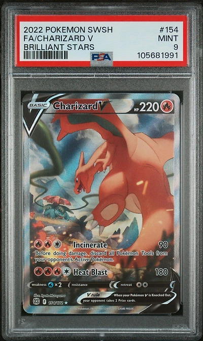 2022 Pokemon Sword & Shield Brilliant Stars Full Art/charizard V PSA