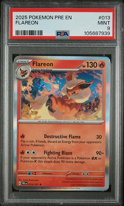 2025 Pokemon Pre En-prismatic Evolutions 013 Flareon PSA 9