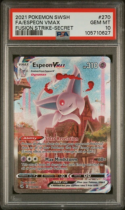 2021 Pokemon Sword & Shield Fusion Strike 270 Full Art/espeon Vmax Secret PSA