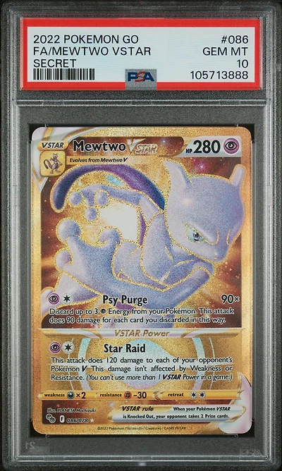 2022 Pokemon Go Full Art/mewtwo Vstar Secret PSA