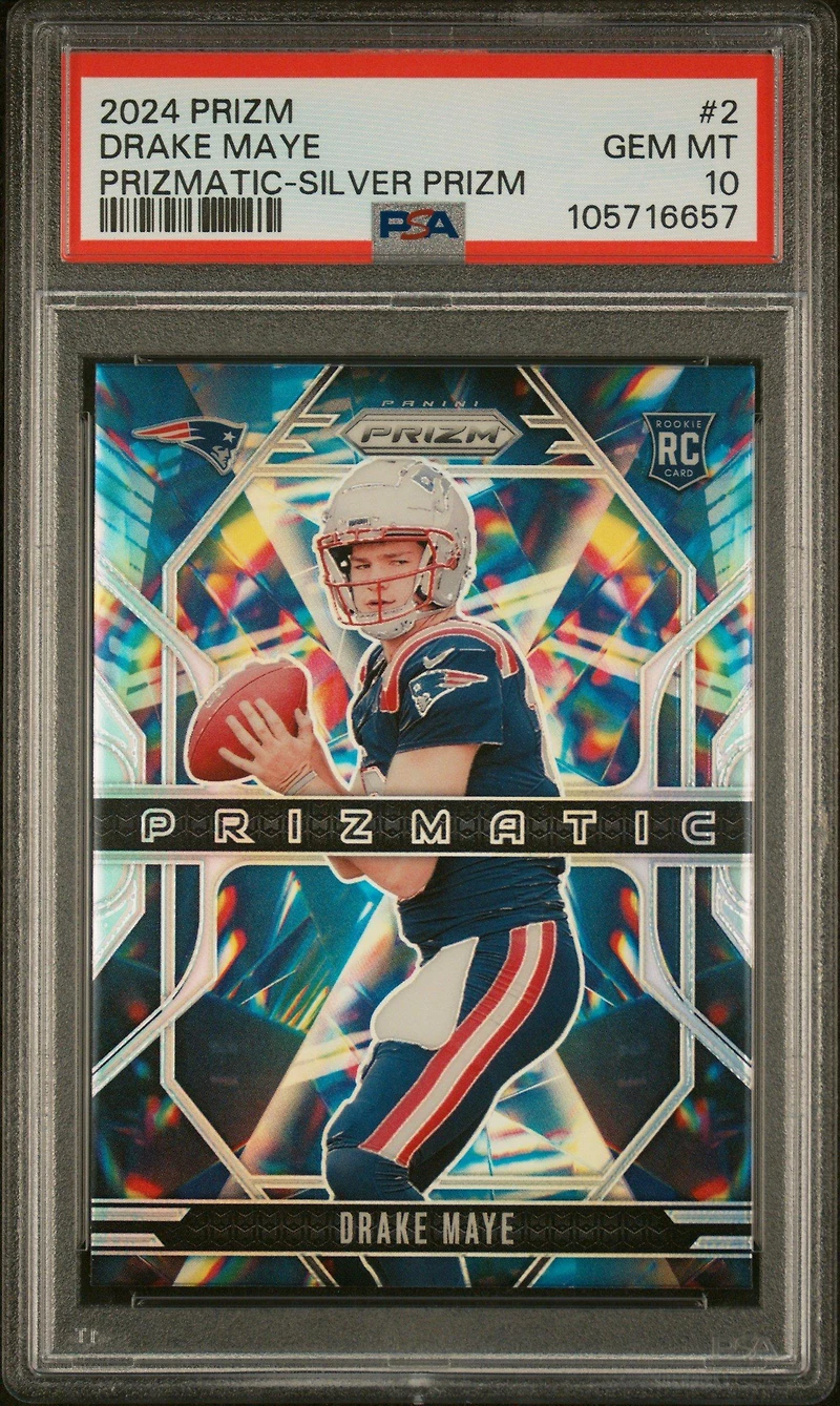2024 Panini Prizm Prizmatic 2 Drake Maye Silver Prizm PSA 10