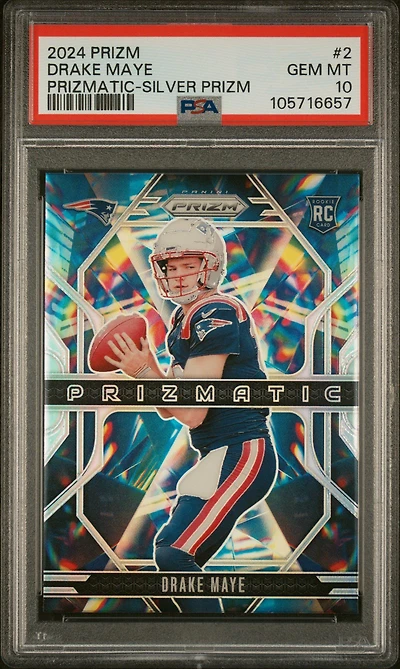 2024 Panini Prizm Prizmatic 2 Drake Maye Silver Prizm PSA 10