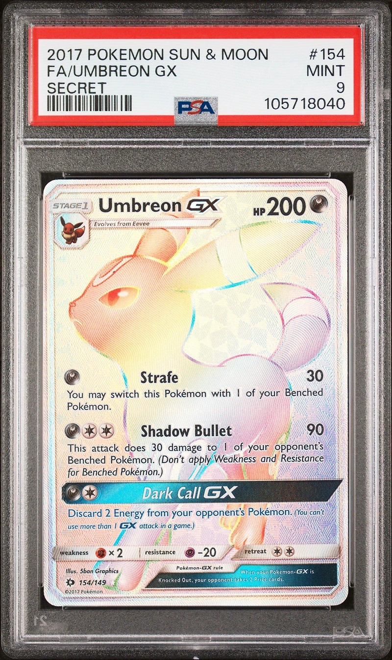 2017 Pokemon Sun & Moon 154 Full Art/umbreon Gx Secret PSA