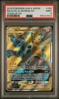 2019 Pokemon Sun & Moon Team Up 162 Full Art/pikachu & Zekrom Gx PSA