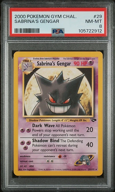 2000 Pokemon Gym Challenge 29 Sabrina's Gengar PSA