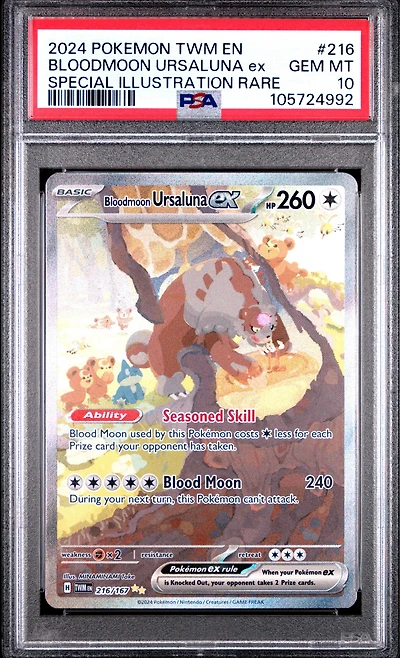 2024 Pokemon Twm En-twilight Masquerade 216 Bloodmoon Ursaluna Ex Special Illustration Rare PSA