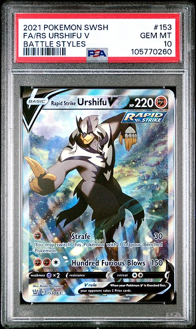 2021 Pokemon Sword & Shield Battle Styles 153 Full Art/rapid Strike Urshifu V PSA 10
