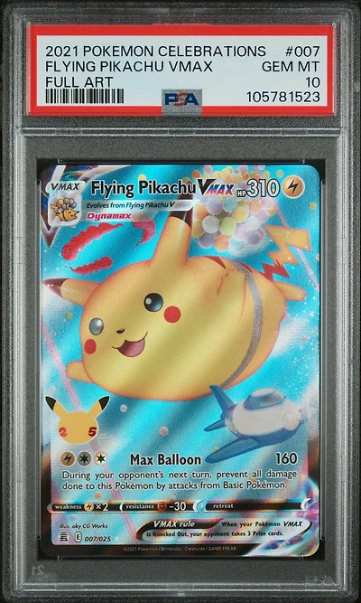 2021 Pokemon Celebrations 007 Full Art/flying Pikachu Vmax PSA