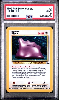 1999 Pokemon Fossil 3 Ditto-holo PSA 9