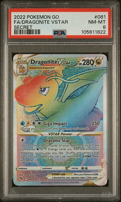 2022 Pokemon Go 081 Full Art/dragonite Vstar Secret PSA