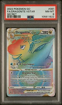 2022 Pokemon Go 081 Full Art/dragonite Vstar Secret PSA