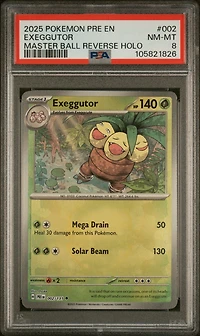 2025 Pokemon Pre En-prismatic Evolutions 002 Exeggutor Master Ball Reverse Holo PSA 8