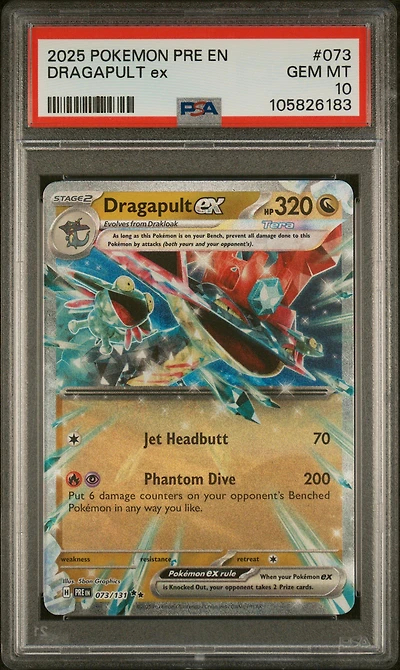 2025 Pokemon Pre En-prismatic Evolutions 073 Dragapult Ex PSA