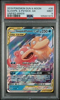 2019 Pokemon Sun & Moon Unified Minds 35 Slowpoke & Psyduck Gx PSA
