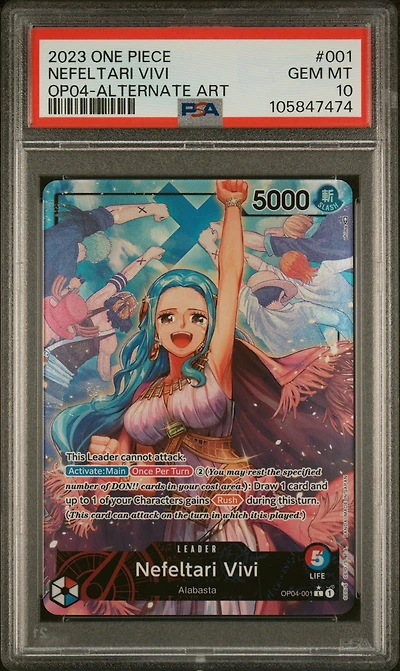 2023 One Piece Op04-kingdoms Of Intrigue 001 Nefeltari Vivi Alternate Art PSA 10