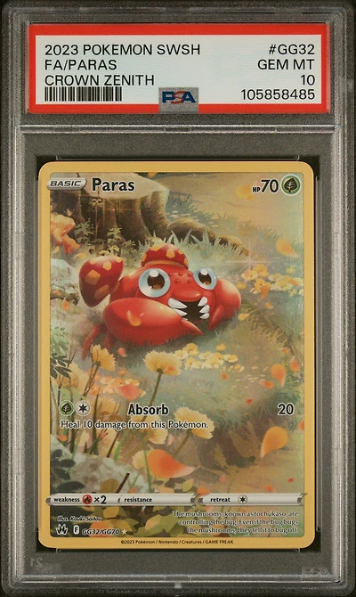 2023 Pokemon Sword And Shield Crown Zenith Gg32 Full Art/paras PSA