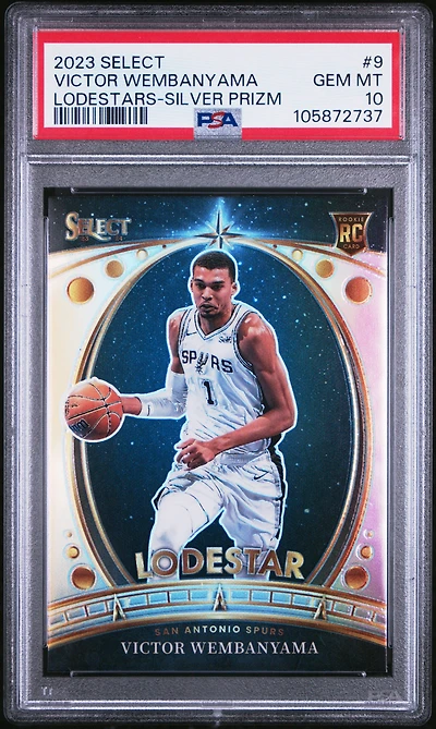 2023 Panini Select Lodestars 9 Victor Wembanyama Silver Prizm PSA 10