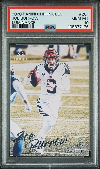 2020 Panini Chronicles Luminance 201 Joe Burrow PSA 10