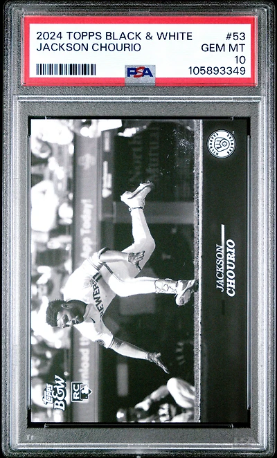 2024 Topps Black And White 53 Jackson Chourio PSA 10