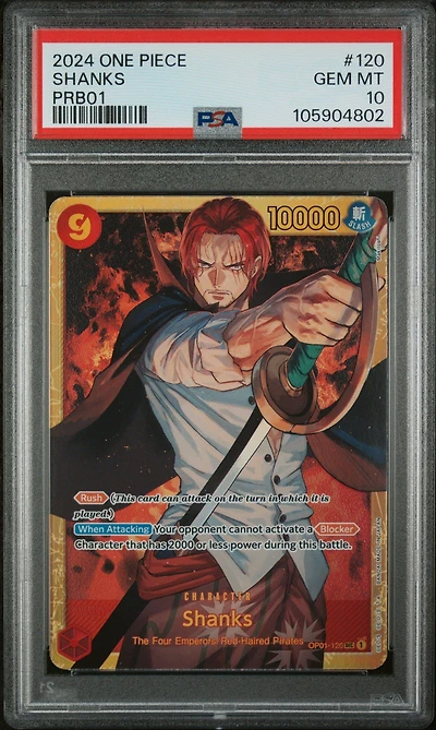 2024 One Piece Prb01-premium Booster -one Piece Card The Best- 120 Shanks PSA 10