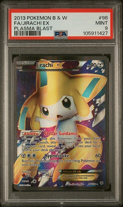 2013 Pokemon Black & White Plasma Blast 98 Full Art/jirachi Ex PSA
